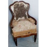 A small Regency mahogany armchair in need of re-upholstery, height approx 84cm,