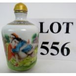 A Chinese porcelain erotic snuff bottle,