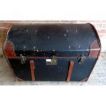 A late Victorian dome top trunk with tan