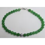 Faceted emerald gemstone bead necklace,