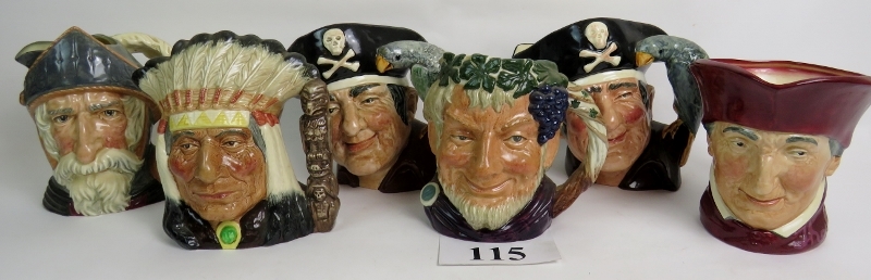 Six Royal Doulton (large) character jugs