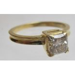 An 18ct gold princess cut diamond solita