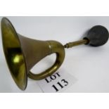 A vintage-style brass car horn, working