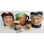 Five Royal Doulton character jugs: Grann