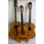 Three modern guitars, Hohner, Prince and