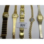 A collection of five ladies wristwatches