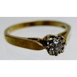 A 9ct gold diamond solitaire ring, appro