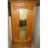 A late 19th century pine single wardrobe