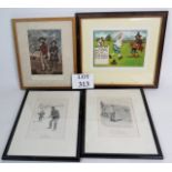 Four golfing themed prints, framed, est: