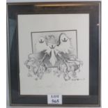 Ralph Steadman (b 1936) - ink signed sepia print, framed,