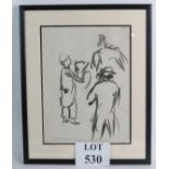 Alan Lowndes (1921-1978) - `Circus Clowns, black ink on paper, signed in pencil,