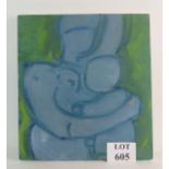 Ann Brunskill (1923-2018) - 'Blue figure & infant', oil on canvas, 50cm x 46cm,