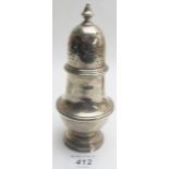 A silver sugar caster, London 1926,