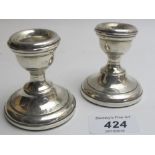 A pair of silver stub candlesticks, Birmingham 1968, approx 2" high,