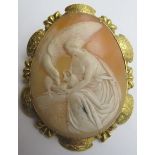 A cameo brooch depicting classical maiden in Greek mythology,