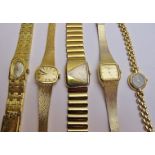 A collection of five ladies wristwatches to include,