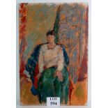 Ann Brunskill (1923-2018) - 'Study of a seated female', oil on canvas, 76cm x 52cm,
