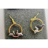 A pair of silver and silver gilt rabbit earrings,