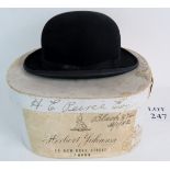 A gentleman's bowler hat by Herbert Johnson, (by Royal Appointment), New Bond St, with original box,