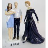 Two limited edition Royal Doulton Royal Family figurines, 'Prince George, a Royal Birth',