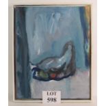 Ann Brunskill (1923-2018) - 'Reclining figure', oil on canvas, 50cm x 40cm, framed.