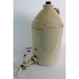 A large stoneware demi-john for drinking water with stoneware tap, 43cm tall,