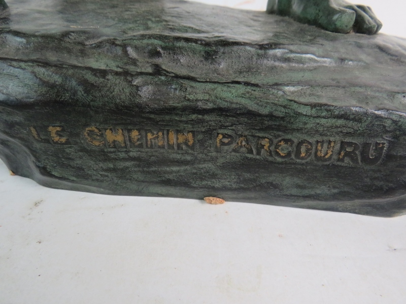 After Georges Colin (1876-1917) - `Le Chenin Parcouru', a fine quality bronze sculpture, 67cm high, - Image 3 of 5