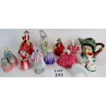 A quantity of decorative ceramics to include several Royal Doulton figurines,