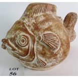 Giant ceramic fish (probably a goldfish), garden ornament or statue, 50cm long,