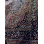 A classic antique Farahan rug, madder and Prussian blue, even wear, late 19th century,