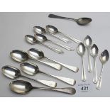 A set of four teaspoons, Birmingham 1928, a set of four silver coffee spoons, Sheffield 1934,