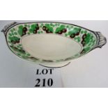 An early Spode cream ware oval comport, circa 1810, with green on brown berry and leaf pattern,