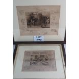Frank Paton (1855-1909) - Two signed etchings depicting 'dogs', with vignettes to the borders,