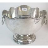 A heavy two handled silver rose bowl, Sheffield 1921, approx 33 troy oz/1106 grams,