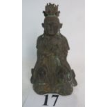 A Chinese bronze Deity statuette, 18cm high,