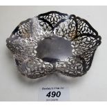 A silver hexagonal pierced bon bon dish, London 1958,