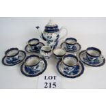 A Booth's 'Real Old Willow' coffee set, comprising pot, creamer, sugar and six cups & saucers,