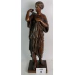 A fine bronze sculpture modelled as a classical Greco-Roman woman in robes, 70cm high,
