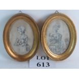 Attributed to Marie-Francoise de Saint-Aubin (1753-1822) - a pair of oval portrait miniatures in