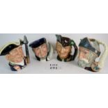 Four large Royal Doulton character jugs, Robin Hood, Don Quixote, Capt Ahab,