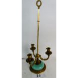 An ornate Classical-Revival gilt-metal three-branch table lamp, 52cm high,