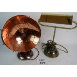A brass banker's lamp, vintage,