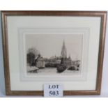 Hendrik De Laat (1900-1980) - `City River Scene', pencil signed etching, with pencil written title,