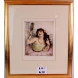 French School (c1920's/30's) - A pencil signed coloured etching depicting a glamorous young woman