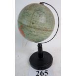 A Philips 6" Terrestrial Globe, on ebonised wooden stand, 26cm high,