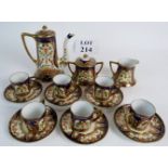 A Noritake coffee service, comprising coffee pot with lid, sugar & cream, six cans with saucers,