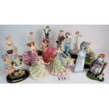 A collection of 14 modern figurines, including The Leonardo Collection, Nao, etc,