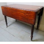 A 19th century mahogany drop leaf Pembroke table with a single drawer to one end over spiral twist