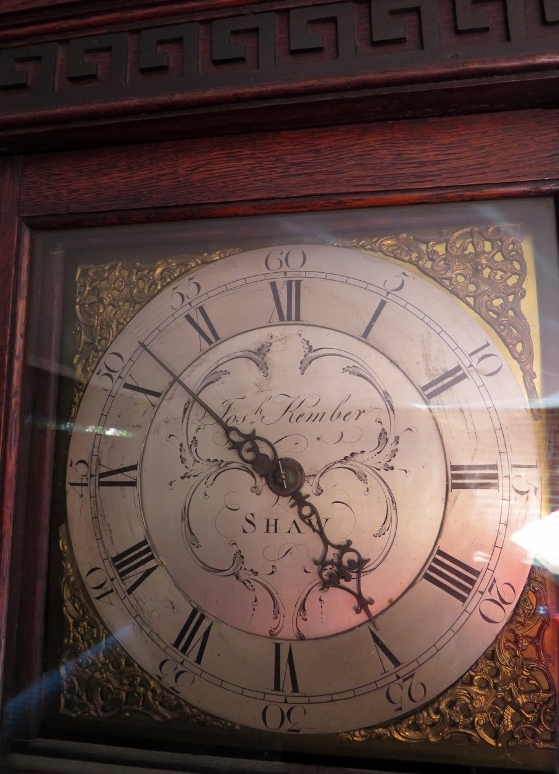 A Georgian oak carved 30 hour longcase clock with square silvered dial with gilt filigree - Image 2 of 2