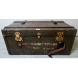 A fantastic vintage military trunk inscribed infantry Regiment `Lieutenant Colonel Dussaud',
